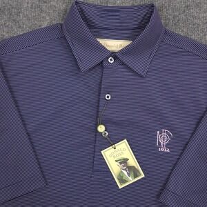 Donald Ross Polo Mens Small Navy Striped Performance North Fork Country Club NEW